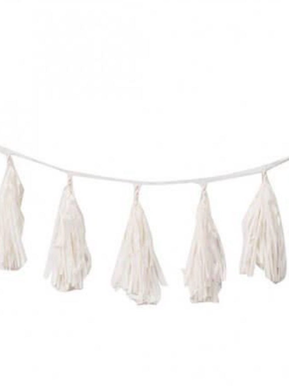 White Tissue Tassel Garland – 9 Ft, 9 Tassels, Birthday Wedding & Party Decor